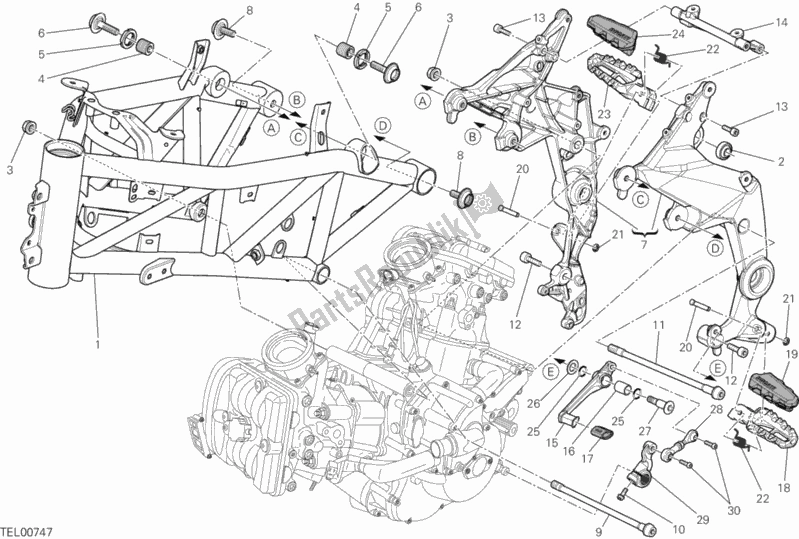 All parts for the Frame of the Ducati Multistrada 1200 S Touring 2014